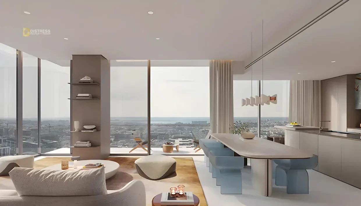 1-Bedroom Apartment Verve Tower B City Walk — By Meraas In Dubai Dinning With Living