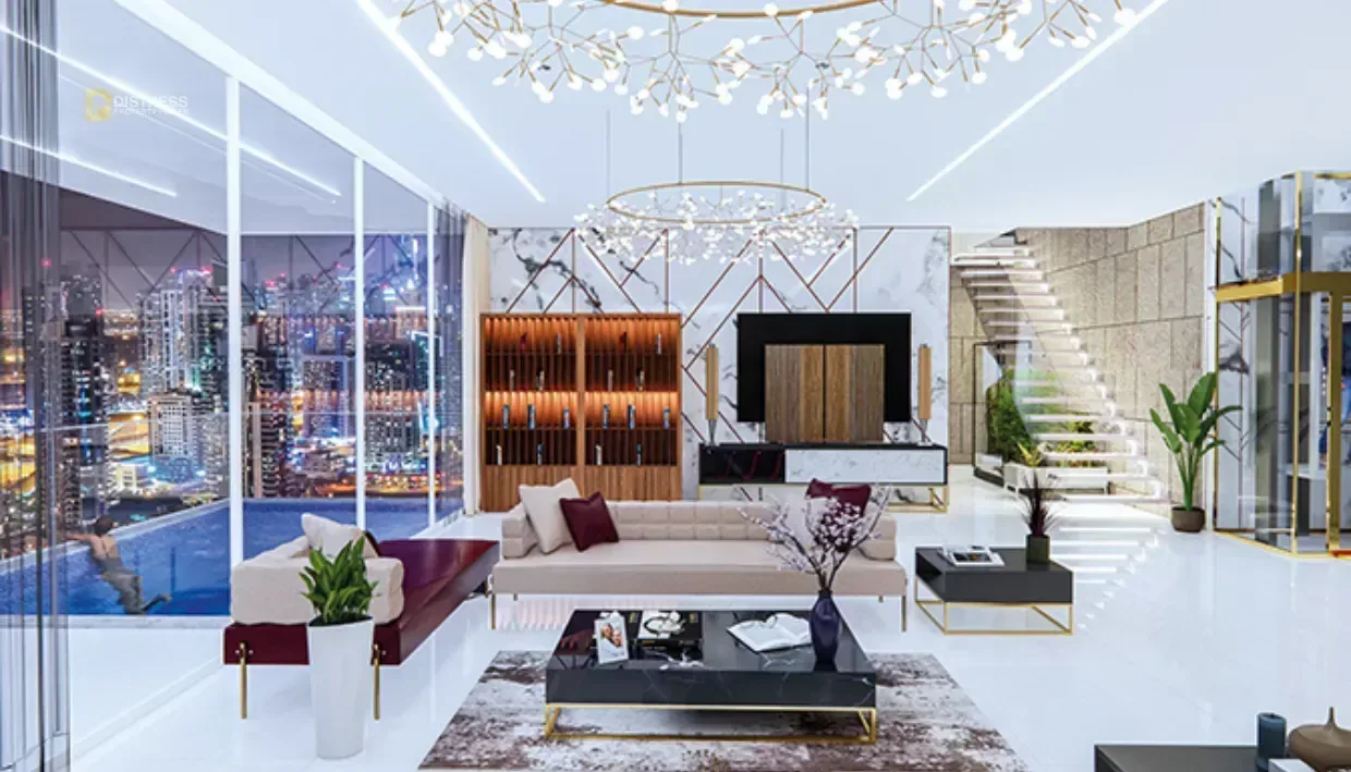1-Bedroom Apartment Viewz 2 Jumeirah Lake Towers — Properties Living Room