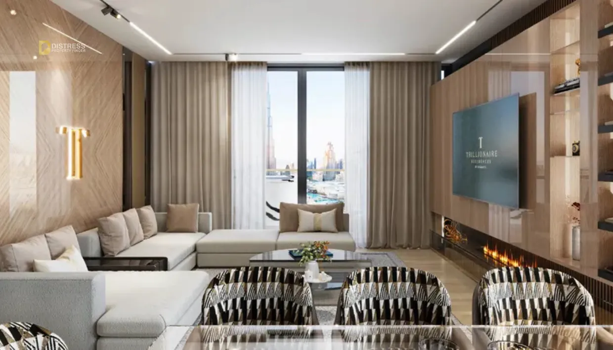 Trillionaire Residences at Business Bay, Dubai - Binghatti Developers - dinning with living