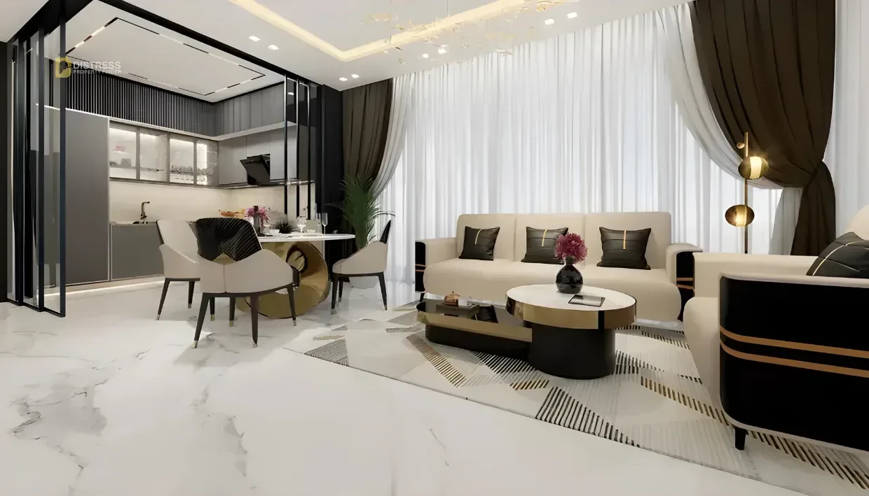 1-Bedroom Apartment Bayz 101 Business Bay — By Properties At Living Room