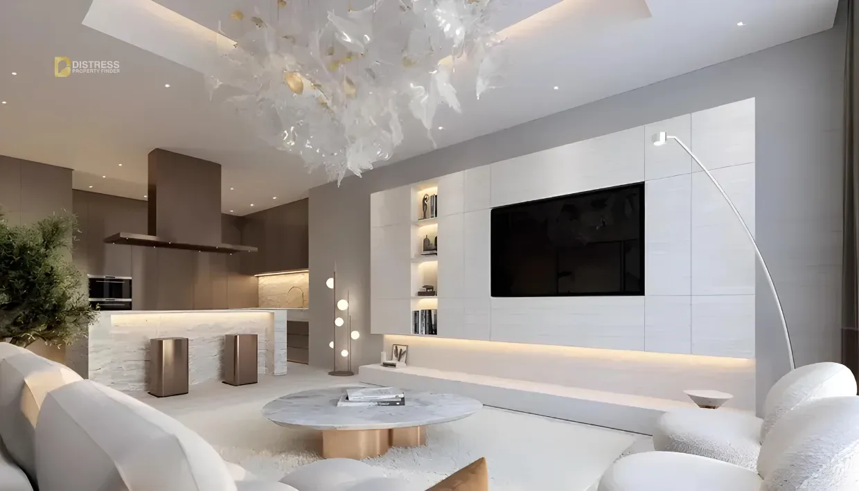 1-Bedroom Apartment Tiger Sky Tower Business Bay — At Dubai By Properties Living Room
