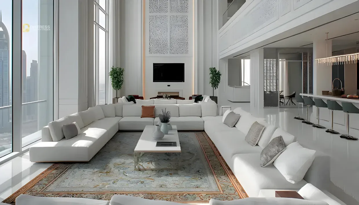 1-Bedroom Apartment Tiger Sky Tower Business Bay — At Dubai By Properties Tv Lounge