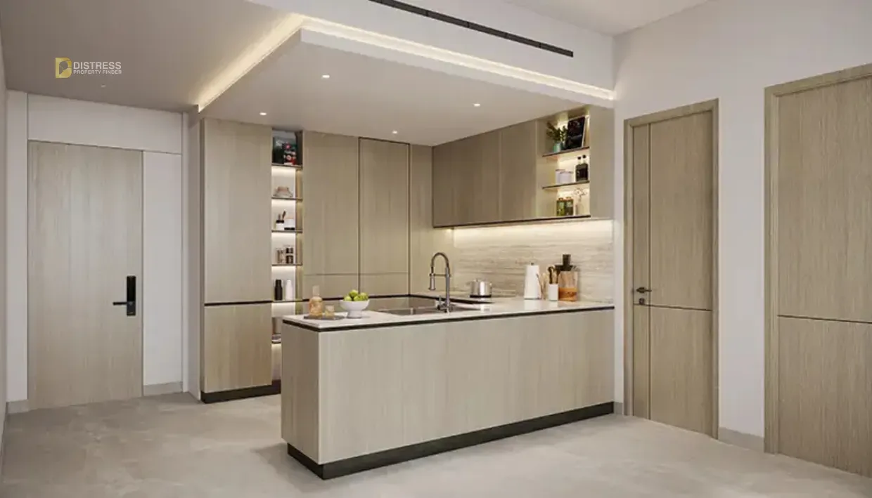 2-Bedroom Apartment Verano by Prescott Dubai Studio City — At Dubailand Kitchen