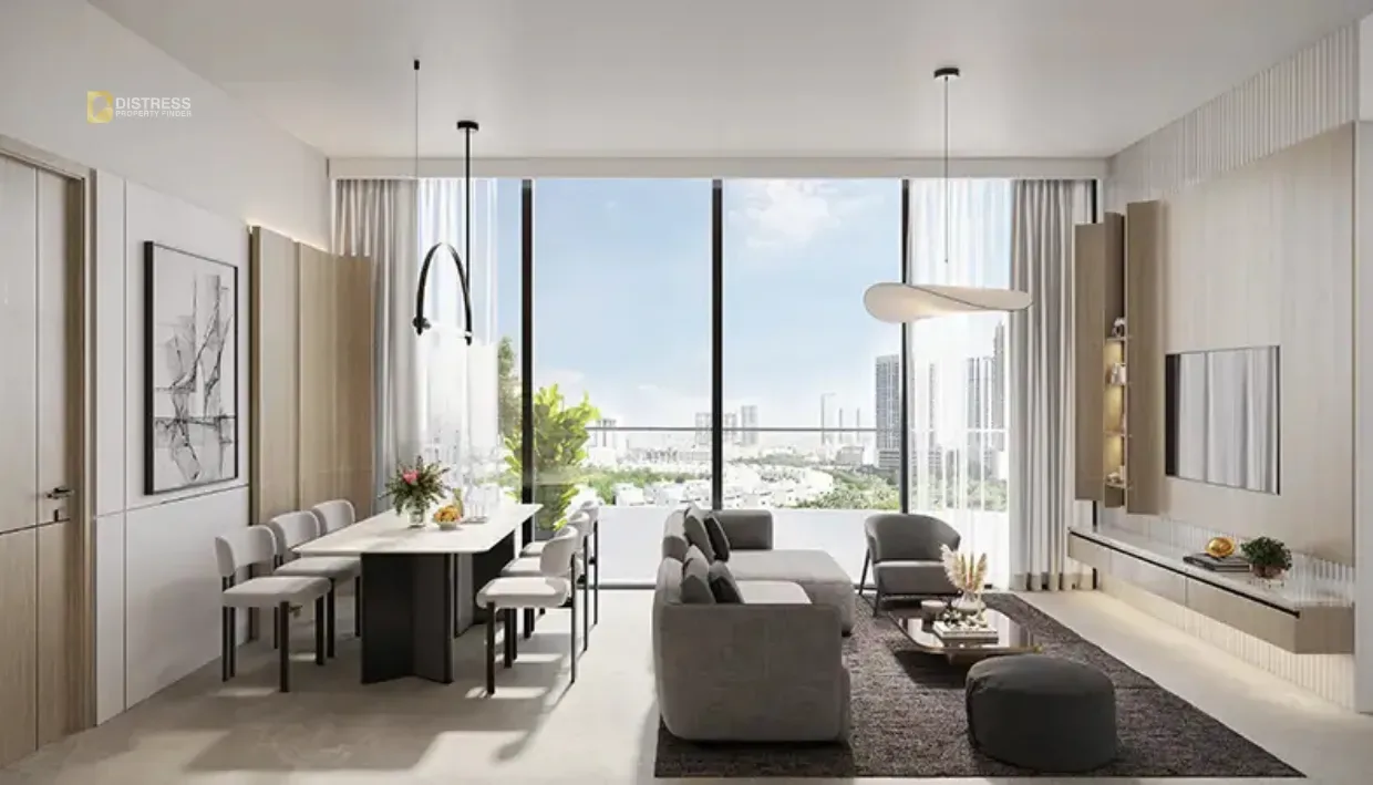 2-Bedroom Apartment Verano by Prescott Dubai Studio City — At Dubailand Tv Lounge