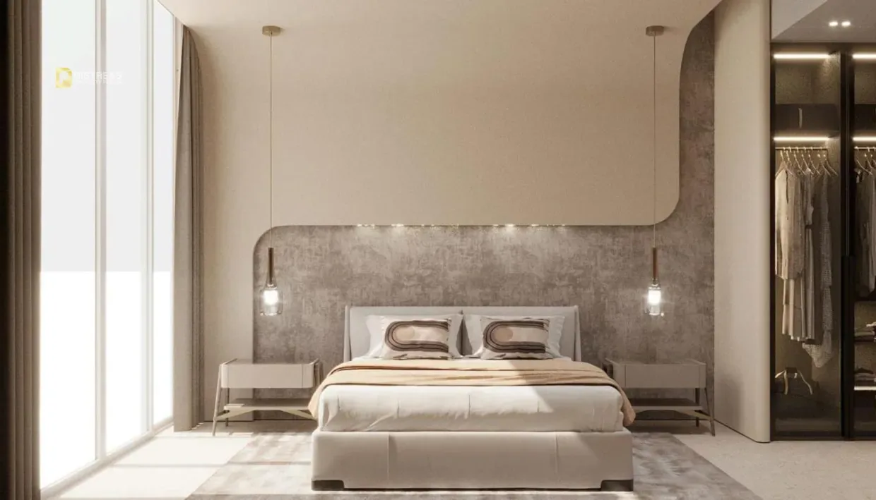 2-Bedroom Apartment Natuzzi Harmony Residences Dubai Island — Peace Homes Development Bedroom