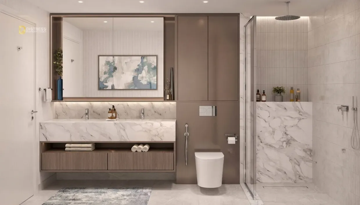 2-Bedroom Apartment Windsor House 2 Dubai South — By Bathroom