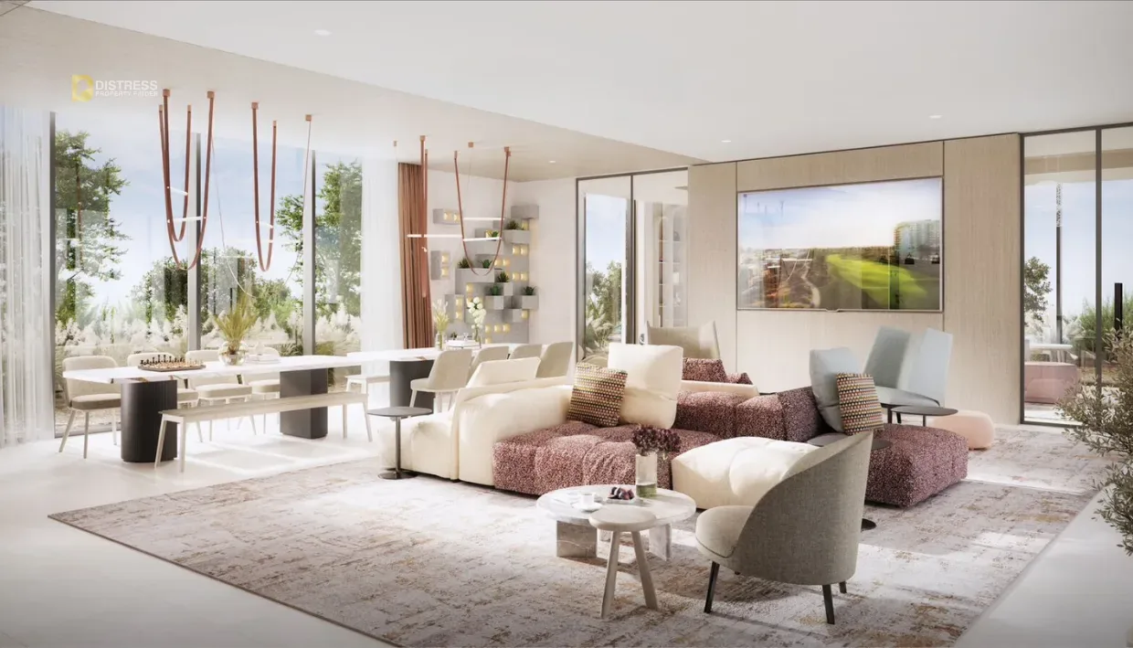 3-Bedroom Apartment Golf Point Tower 2 Emaar South — At Dubai By Properties Living Room