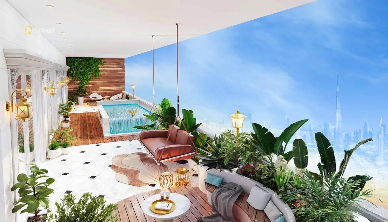 3-Bedroom Apartment Vincitore Aqua Dimore Dubai Science Park — At Private Pool