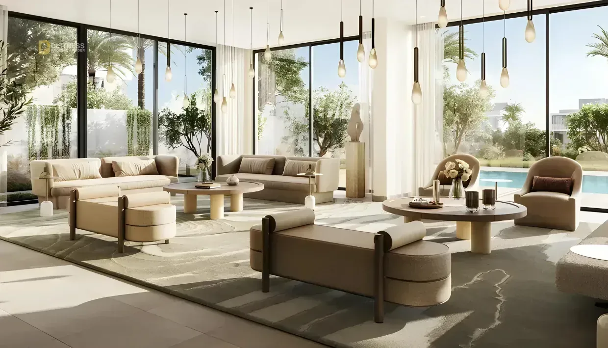 4-Bedroom Villa Farm Gardens 2 The Valley. At Dubai By Emaar Properties Living Room. 4-Bedroom Villa Farm Gardens 2 The Valley — At Dubai By Emaar Properties Living Room