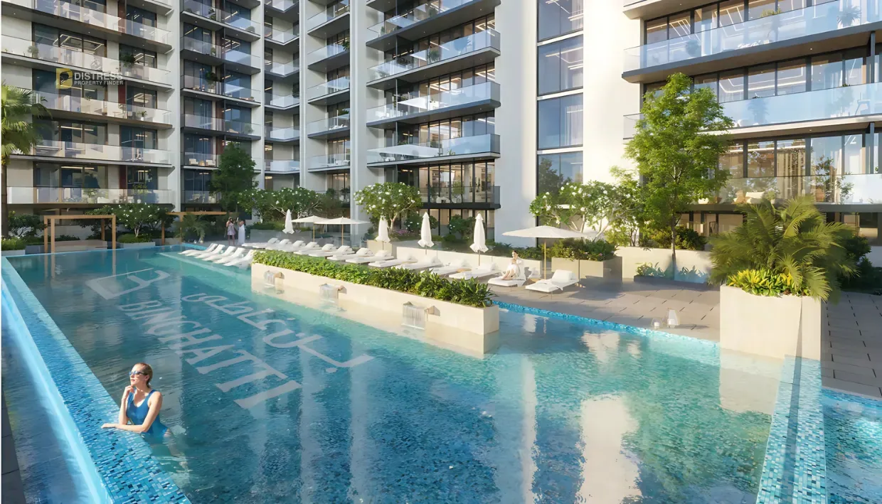 Studio Apartment Binghatti Ruby Jumeirah Village Circle — Bedroom Apartment High Floor Pool View Swimming