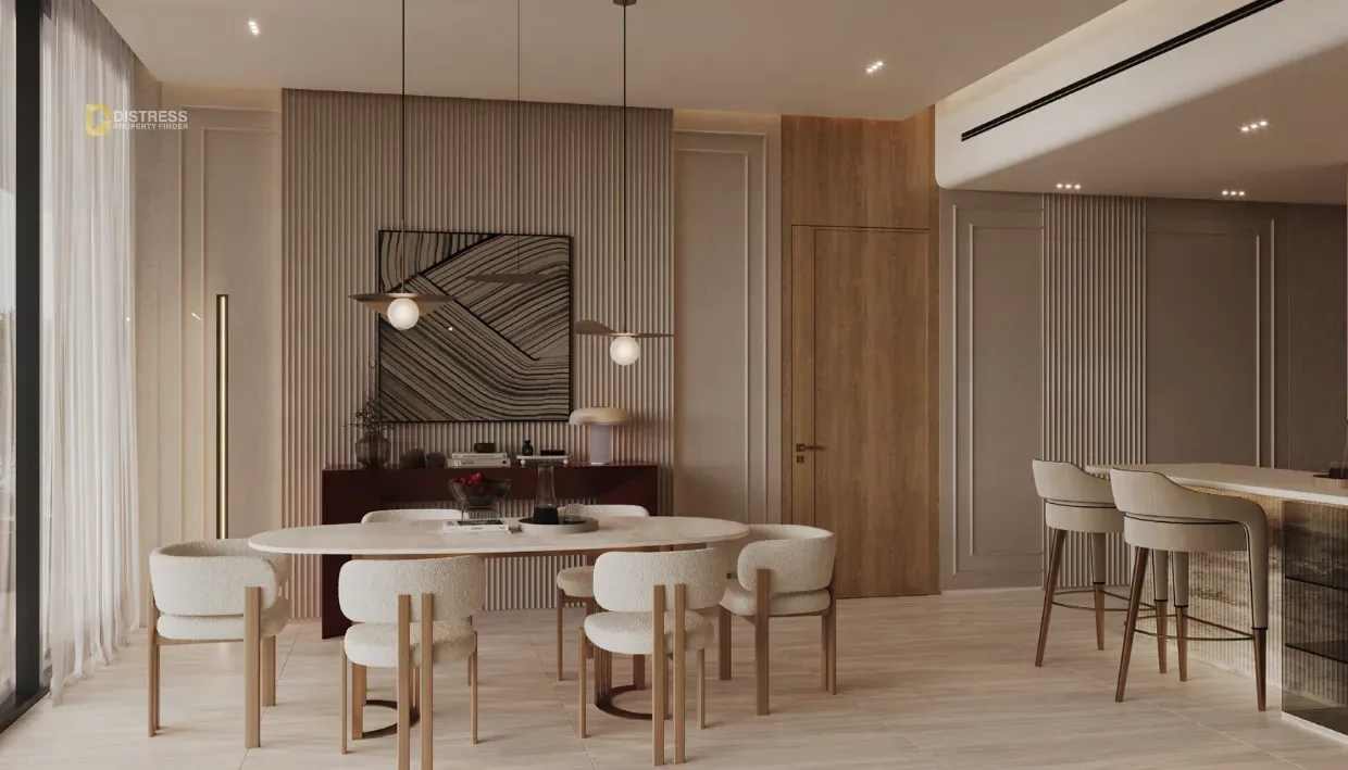 Studio Apartment Binghatti Ruby Jumeirah Village Circle — Bedroom Apartment High Floor Pool View Dinning