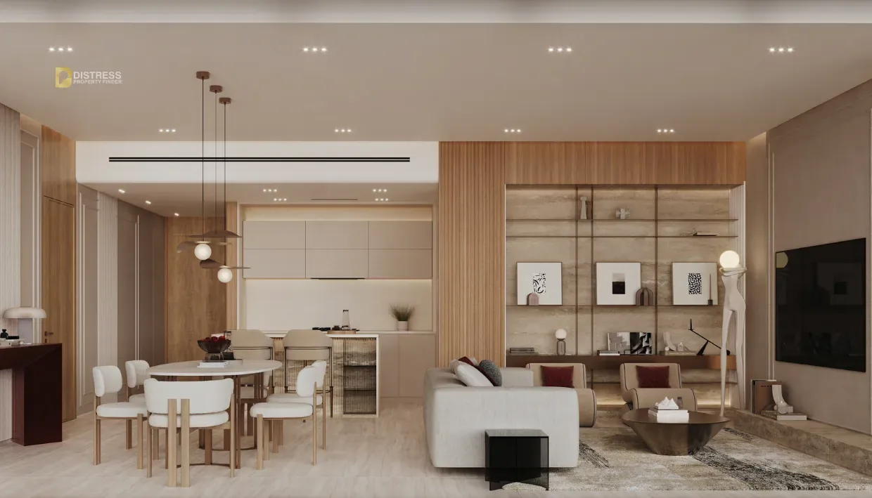 Studio Apartment Binghatti Ruby Jumeirah Village Circle — Bedroom Apartment High Floor Pool View Living