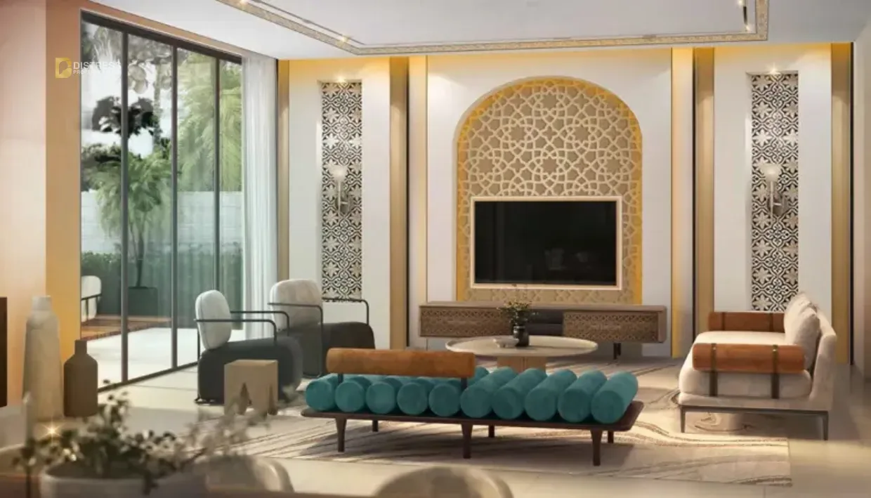 4-Bedroom Townhouse DAMAC Lagoons Dubai — At By Properties Living Area