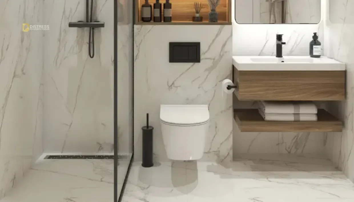 Studio Apartment Maison Elysee II Jumeirah Village Circle — At Dubai By Pantheon Development Bathroom