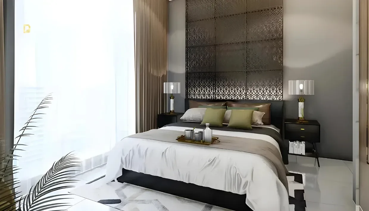 Studio Apartment Samana Waves 1 Jumeirah Village Circle — At Jumeirah Village Circle Bedroom